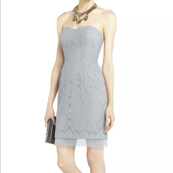 BCBGMaxAzria Roselle Strapless Dress, Glacier Lace - Picture 4 of 7